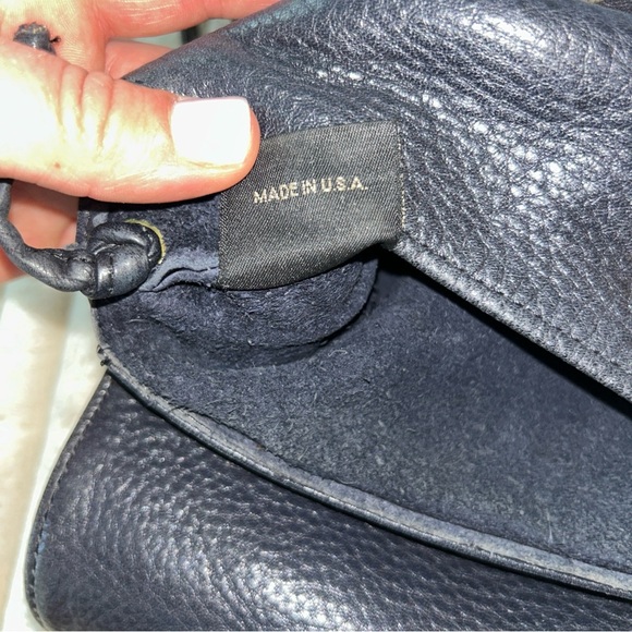 Libaire USA Made Vintage Pebble Black Leather Crossbody Bag Small - Picture 11 of 11